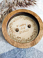 Весільна дерев'яна коробка для обручок з індивідуальним гравіюванням