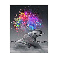 Алмазная мозаика Strateg ПРЕМИУМ Слон в красках 40х50 см FA40382