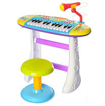 Дитяче піаніно 7235 на підставці зі стільцем та мікрофоном, фото 2