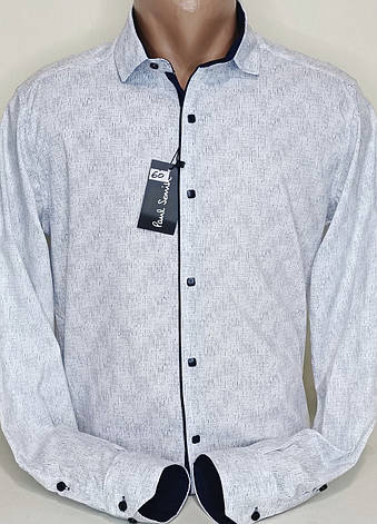 Чоловічі сорочки Paul Smith vd-0060 в прин біла приталена стрейч стильна, ошатна Туреччина з довгим рукавом, фото 1