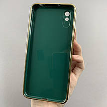 Чохол для Xiaomi Redmi 9A чохол із золотою окантовкою на телефон сяомі редмі 9а темно-зелений h7y, фото 3