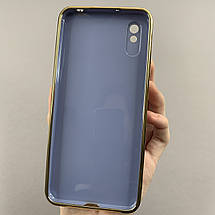Чохол для Xiaomi Redmi 9A чохол із золотою окантовкою на телефон сяомі редмі 9а синій h7y, фото 3