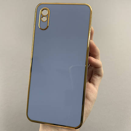 Чохол для Xiaomi Redmi 9A чохол із золотою окантовкою на телефон сяомі редмі 9а синій h7y, фото 1