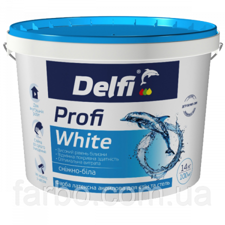 Фарба інтер'єрна латексна акрилова Delfi Profi White 7кг, фото 1