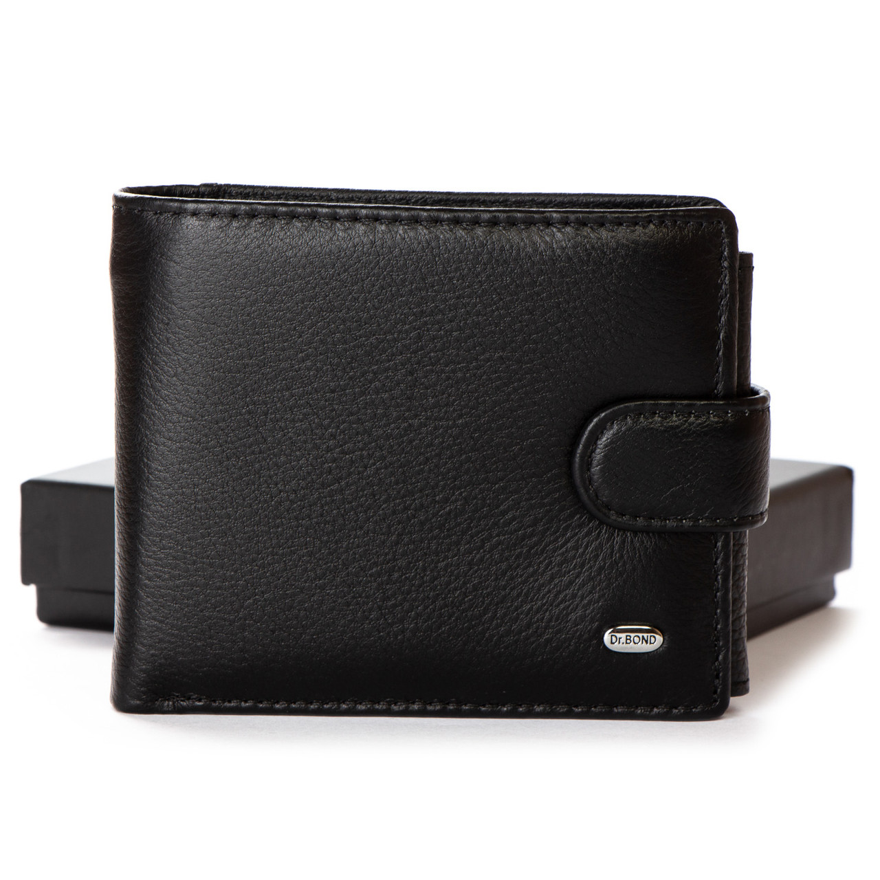Чоловіче шкіряне портмоне DR. BOND MS-15 black.Купити чоловічі гаманці гуртом і в роздріб в Україні., фото 1