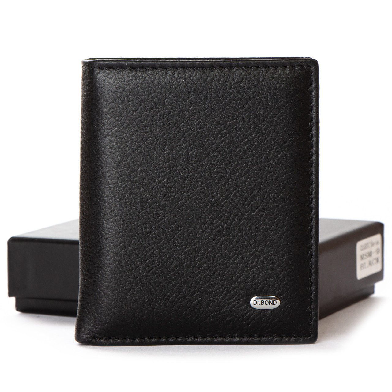 Чоловіче шкіряне портмоне DR. BOND MSM-9 black.Купити чоловічі гаманці гуртом і в роздріб в Україні., фото 1