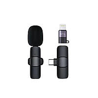 Петличный микрофон K9 2в1 для Iphone и Android (Lightning и Type-C)