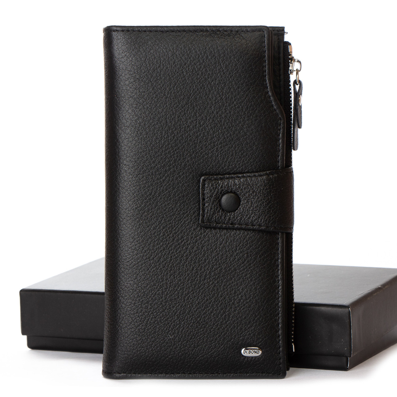 Чоловіче шкіряне портмоне DR. BOND MB-2 black.Купити чоловічі гаманці гуртом і в роздріб в Україні., фото 1