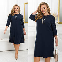 Жіноча сукня темно-синя з прикрасою в комплекті ЮР/-2301