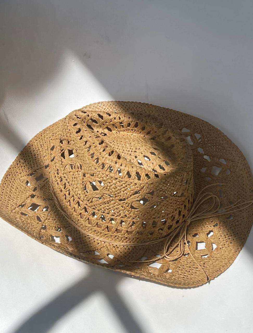 Літній плетений капелюх федора Ковбойка з візерунками кава з молоком