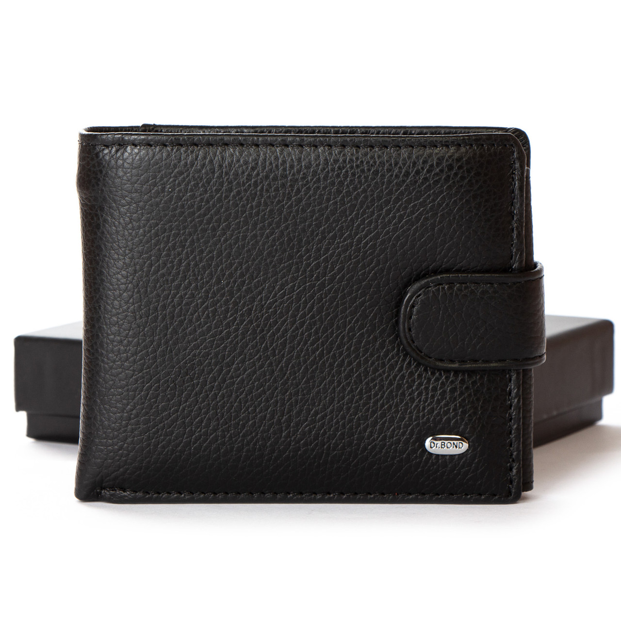Чоловіче шкіряне портмоне DR. BOND M2 black.Купити чоловічі гаманці гуртом і в роздріб в Україні., фото 1
