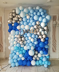 Стіна з кульок Синьо-біло-блакитна (260 кульок)
