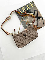 Женская сумка Guess Mini Bag Light Gold (Золотистая) Сумка багет Гесс Мини эко кожа 1 отделение на ремешке