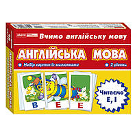 Тематические карточки по английскому языку "Читаем E, I" 13140021, 2 уровень Adore Тематичні картки з