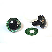 3Д глазки для игрушек 12 мм + крепление (зеленые)