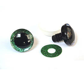 3Д очі для іграшок, діаметр 12 мм + кріплення (зелені)