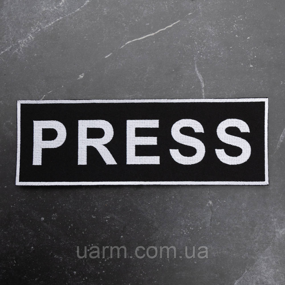 Нашивка Преса PRESS на спину 29.5 х 10 см липучка, фото 1