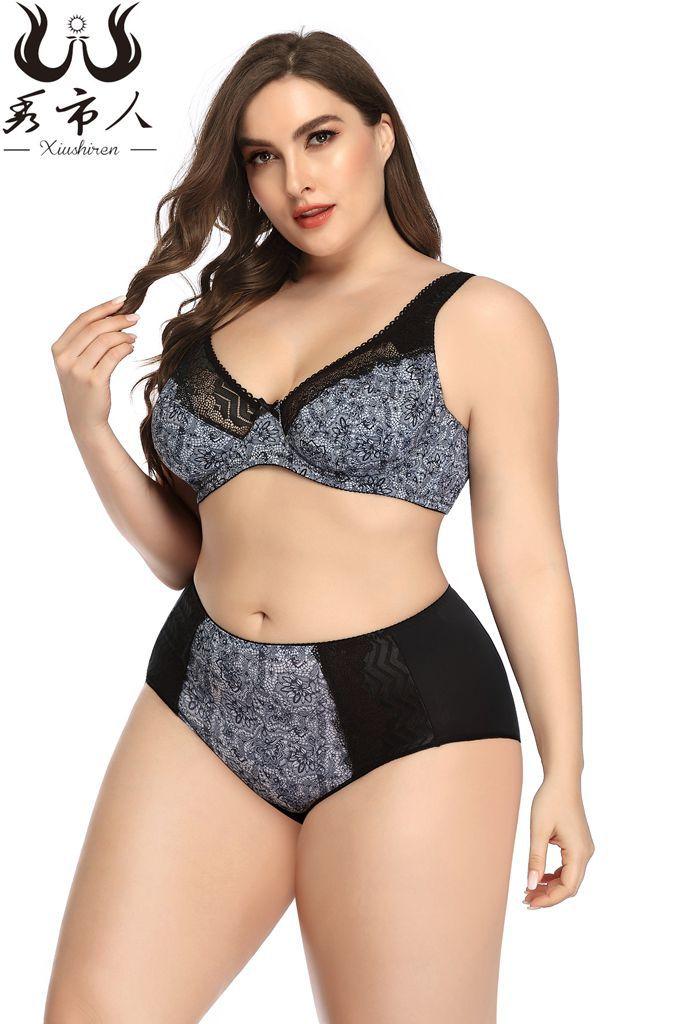 Двоколірний комплект жіночої білизни великого розміру