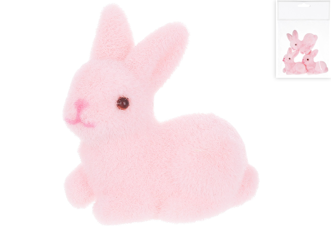 Декоративних кроликів з флоковим напиленням 4.5*6см, колір - рожевий (1шт) 113-192, фото 1