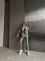 Легкий женский спортивный костюм Легинсы с футболкой свободного кроя