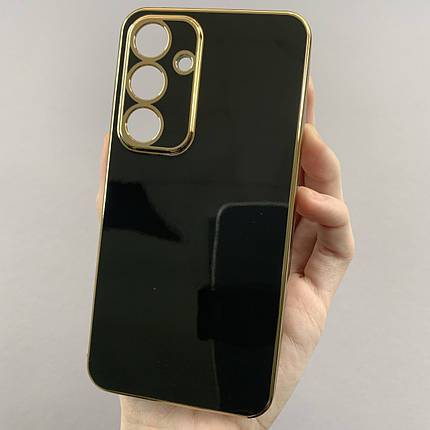 Чохол для Samsung Galaxy S24 чохол із золотою окантовкою на телефон самсунг с24 чорний h7y, фото 1