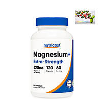 Магний, Nutricost, магний+, с повышенной силой действия, 420 мг, 120 капсул (210 мг в 1 капсуле)