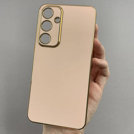 Чохол для Samsung Galaxy S24 Plus чохол із золотою окантовкою на телефон самсунг с24 плюс пудровий h7y, фото 1