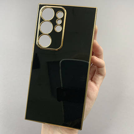 Чохол для Samsung Galaxy S24 Ultra чохол із золотою окантовкою на телефон самсунг с24 ультра чорний h7y, фото 1