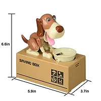 Голодная собака поедает монеты копилка My Dog Piggy Bank коричнево-белый, копилка, игрушка копилка,PR