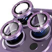 Защитное стекло на объектив камеры iPhone 15 Pro/15 Pro max Camera Glass Diamond Crumb Silver Purple