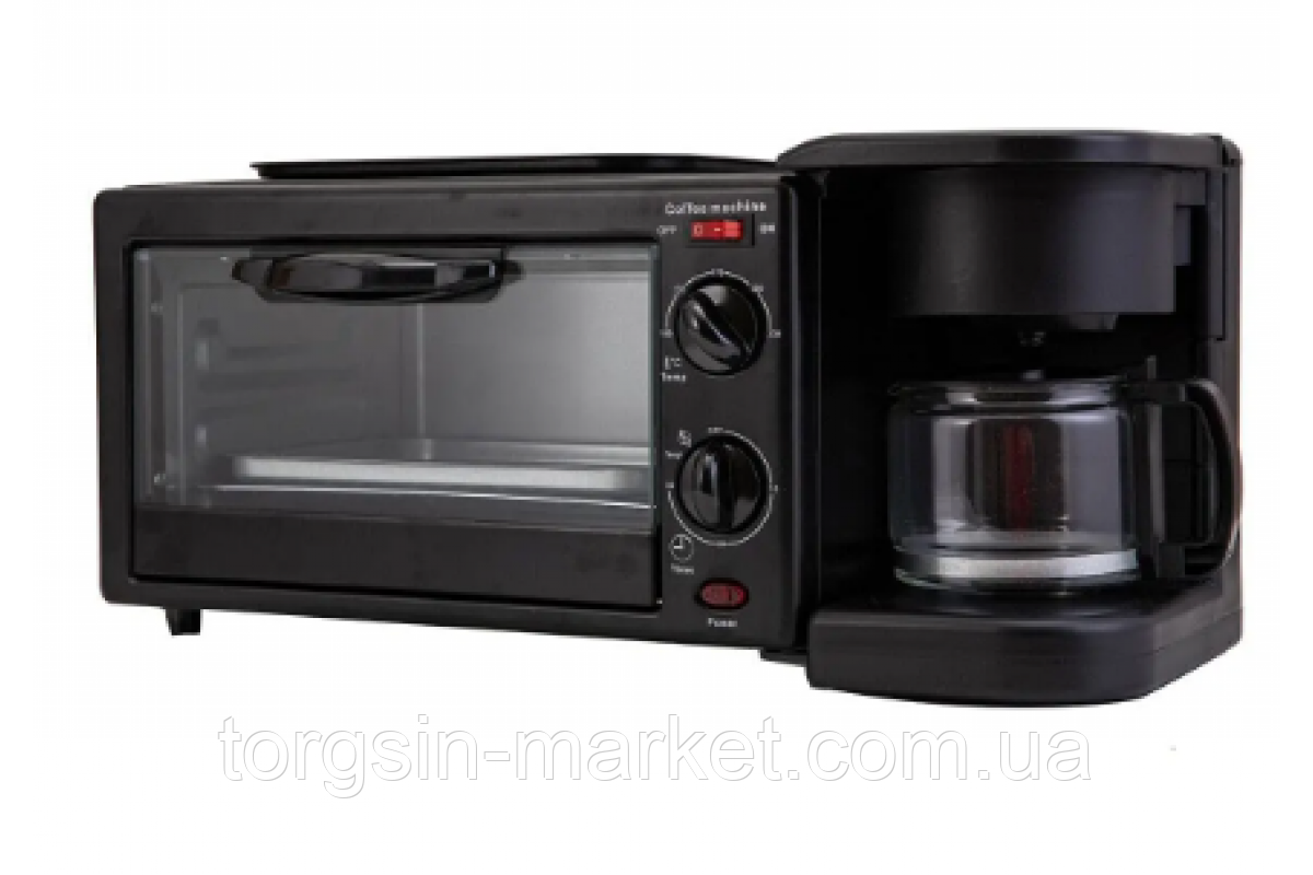 Печь электрическая настольная для кухни с кофеваркой и сковородой Gold Diamond, электропечь, сковорода,TG - фото 4 - id-p2109881989