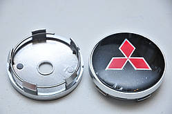 Ковпачки/заглушки для литих дисків Mitsubishi 60 мм Black/Red