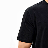 Чоловіча чорна футболка базова Однотонна футболка бавовна чорного кольору повсякденна S-XXXL, фото 4