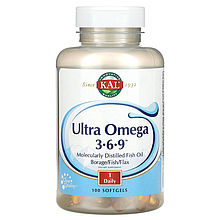 Омега 3-6-9 KAL "Ultra Omega 3-6-9" із бурачника, риби та льону (100 гелевих капсул)