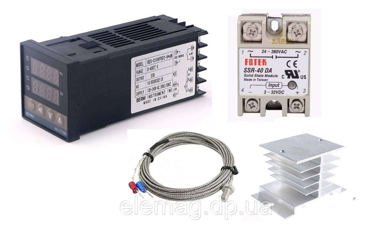 Терморегулятор REX-C100+SSR-40 DA+термопара 0-400°C+радиатор купить ...