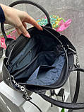 Чорна - натуральна замша - стильна сумка формату А4 на одне відділення з великою кишенею спереду (2550-1), фото 5