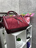 Бордо - натуральна замша - стильна сумка формату А4 на одне відділення з великою кишенею спереду (2550-1), фото 4