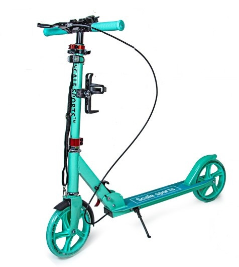 Самокат дитячий двоколісний для дівчинки 7 8 9 років Scale Sports SS-18 з ручним гальмом бірюзовий
