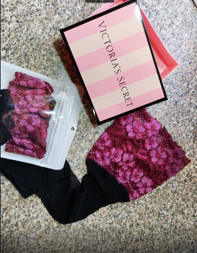 Панчохи на силіконі з бордовим ажуром, фото 1