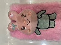 Блокнот пушистый A6 80л розовый детский в клетку Aihao