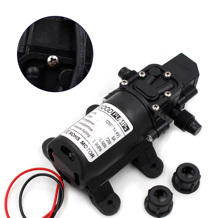 Акумуляторний насос для обприскувача 12 в водяний мембранний насос форсунка 6 л/хв помпи для обприскувачів, фото 1