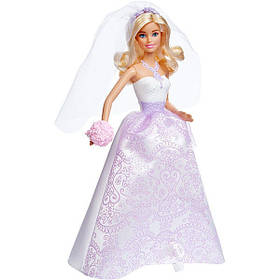 Лялька Barbie Барбі Королівська наречена в білому платті з бузковим візерунком DHC35