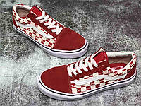 Женские кеды Vans Old Skool (красно-белые) модные удобные повседневные спортивные кеды Y11493