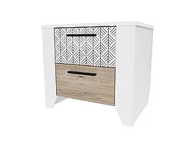 Тумба приліжкова в дитячу, спальню, вітальню з ЛДСП/МДФ дуб пісочний/білий Нордік Неман