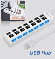 Хаб USB 7 порта + switch ( белый / черный )