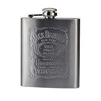 Металева фляга, для віскі Jack Daniels, (Джек Деніелс), 0.2 л., подарункова фляжка для алкоголю