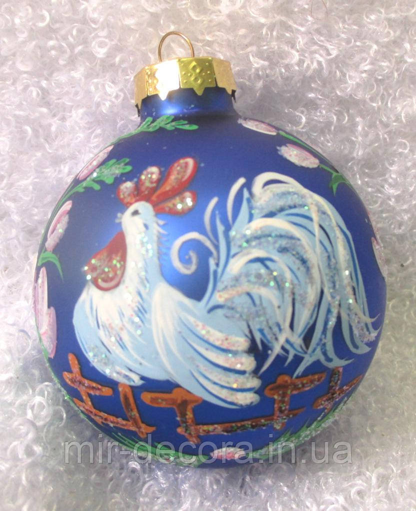 Куля на ялинку 85 мм "Петух красеня", фото 1