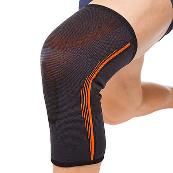 Наколінник бандаж еластичний EXTREME 716CA чорний-жовтогарячий, Чорний, Розмір (EU) — L