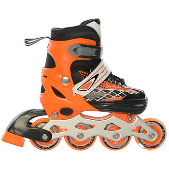 Роликові ковзани розмір 31-34 для дітей на 4 колесах з підсвічуванням Profi A4140-S-OR Помаранчевий
