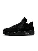 Мужские кроссовки Nike Air Jordan 4 Retro Черные матовые кроссовки найк из натурального нубука